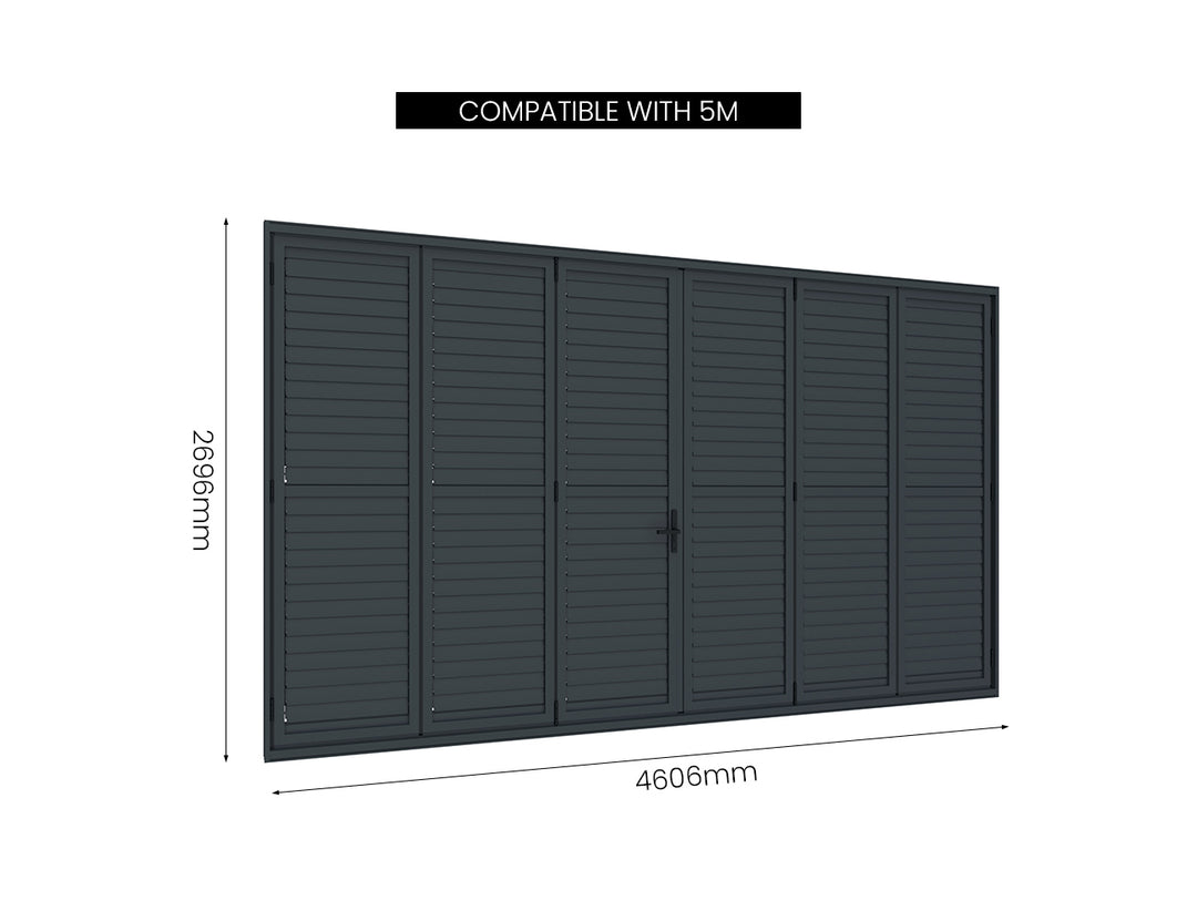 Tasman Wall Mounted Pergola Bifold Shutter Wall, Size: 3.7m, Colour: Black