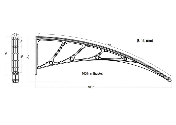 Ficus Polycarbonate Canopy Awning For Windows And Doors, Size: 1.2 x 1m,