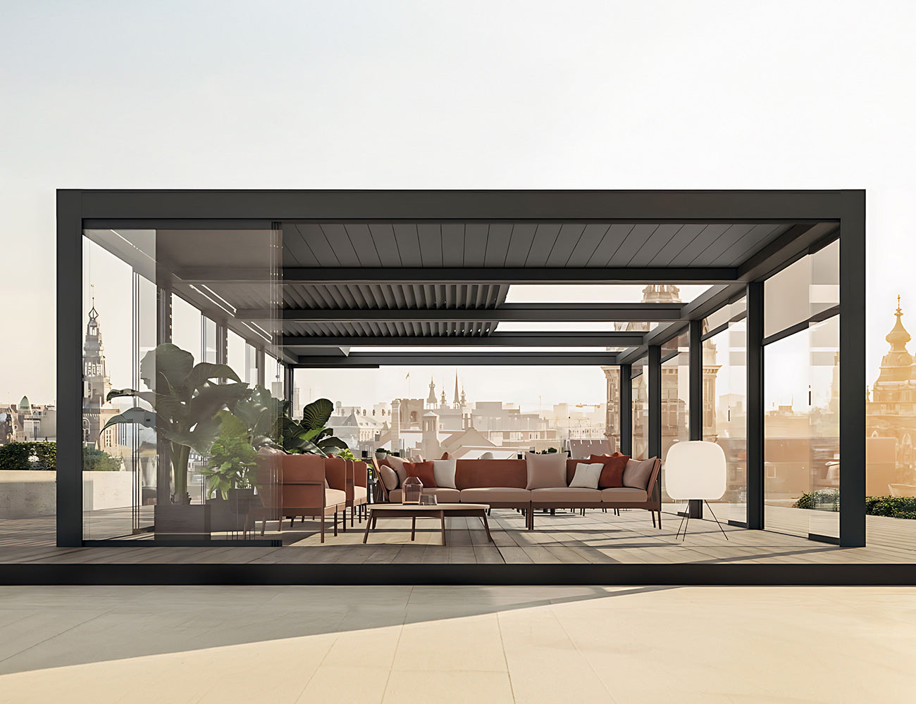 Mediterranean Motorised Retractable Louvre Roof System, Size: 4 x 3m, Colour: Charcoal