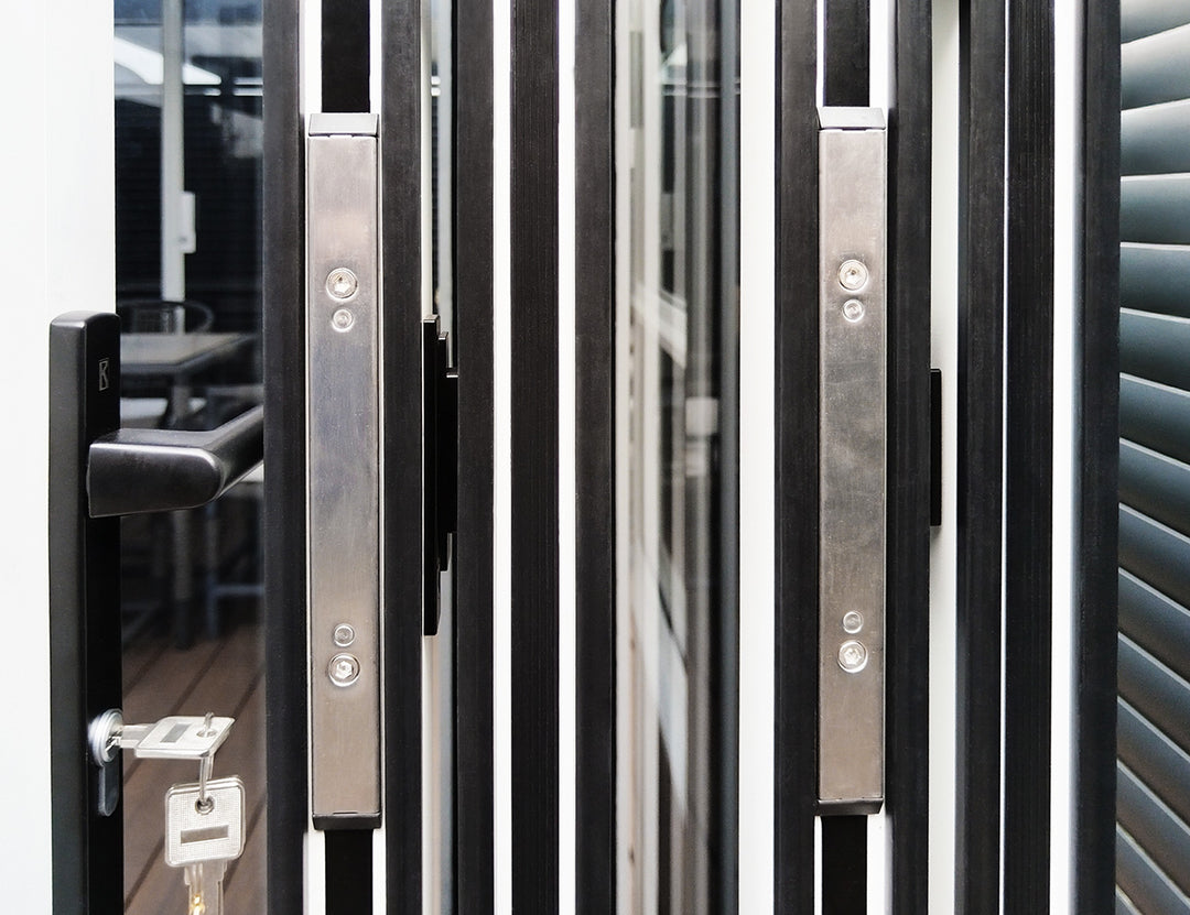 Caribbean Freestanding Pergola Bifold Glass Door, Size: 2.5m, Colour: Black