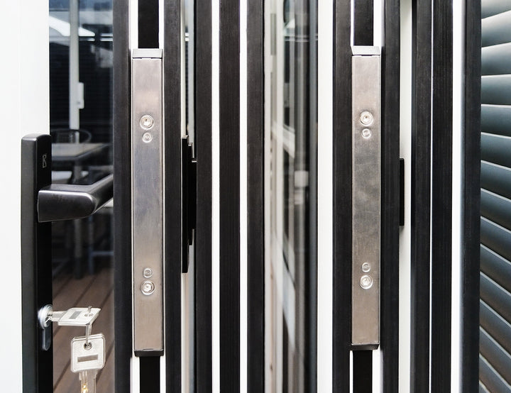 Caribbean Freestanding Pergola Bifold Glass Door, Size: 2.5m, Colour: Black