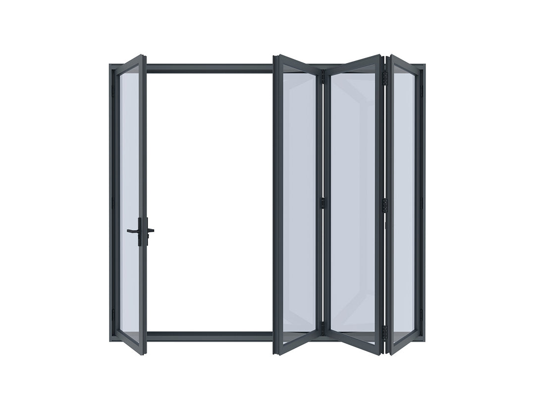 Caribbean Freestanding Pergola Bifold Glass Door, Size: 2.5m, Colour: Black