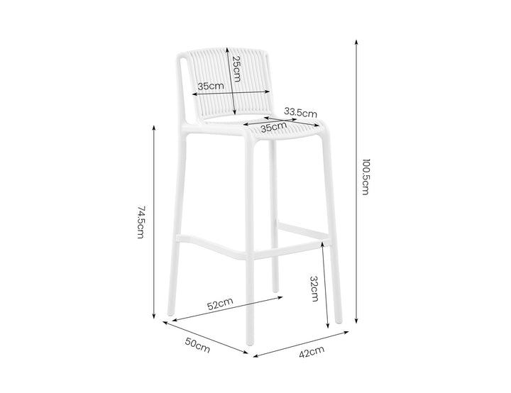 Alma Outdoor Bar Chair, Colour: White,