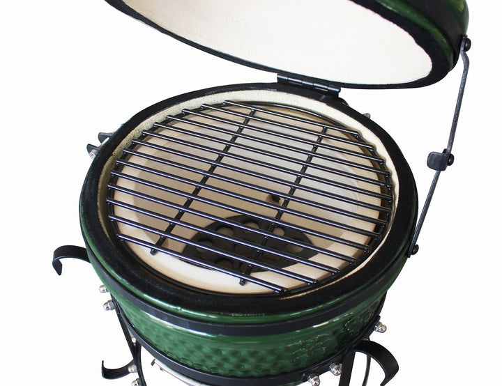 13 - Inch Kamado Ceramic Charcoal Grill With Bonus Accessory Pack, Colour: Green,