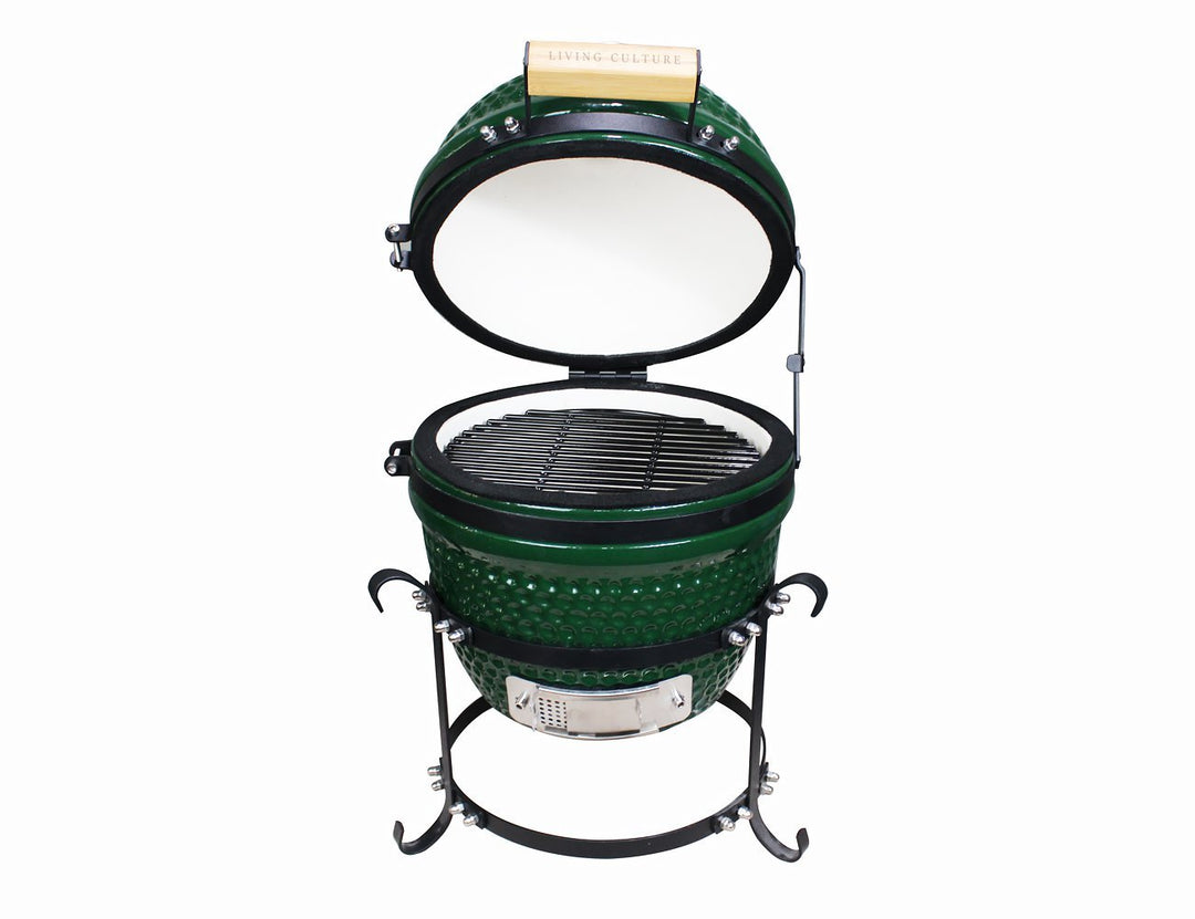 13 - Inch Kamado Ceramic Charcoal Grill With Bonus Accessory Pack, Colour: Green,