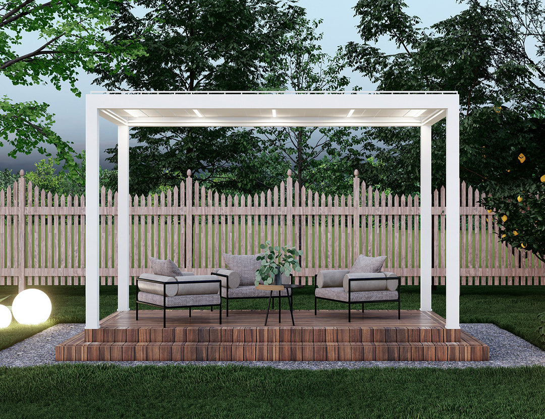 Baltic Motorised Freestanding Louvre Roof Aluminium Pergola, Size: 2 x 2m, Colour: White