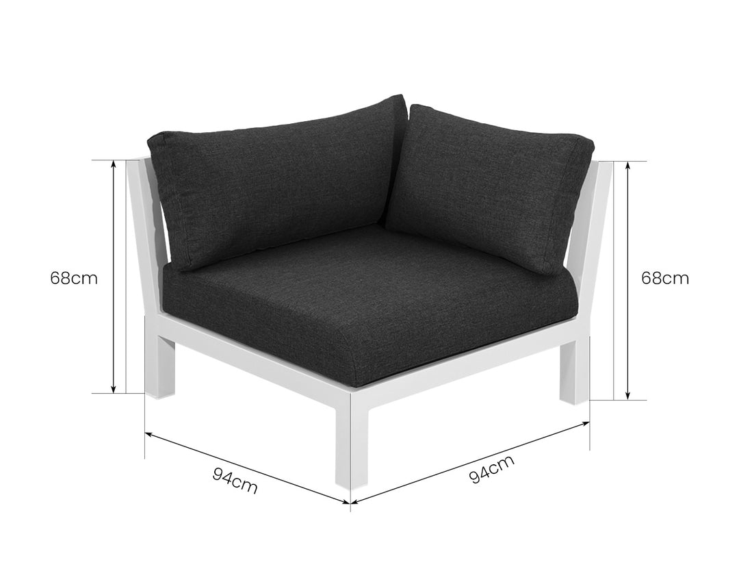 Newport Aluminium Outdoor Corner Chair, Colour: Grey