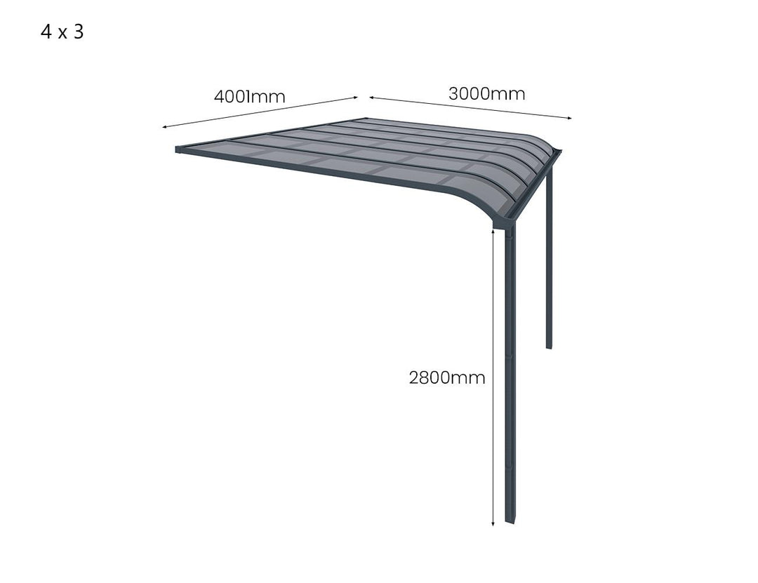 Country Wall Mounted Patio Cover Collection, Size: 3 x 3m, Colour: White - Light Grey