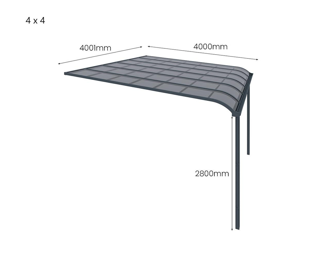 Country Wall Mounted Patio Cover Collection, Size: 3 x 3m, Colour: White - Light Grey