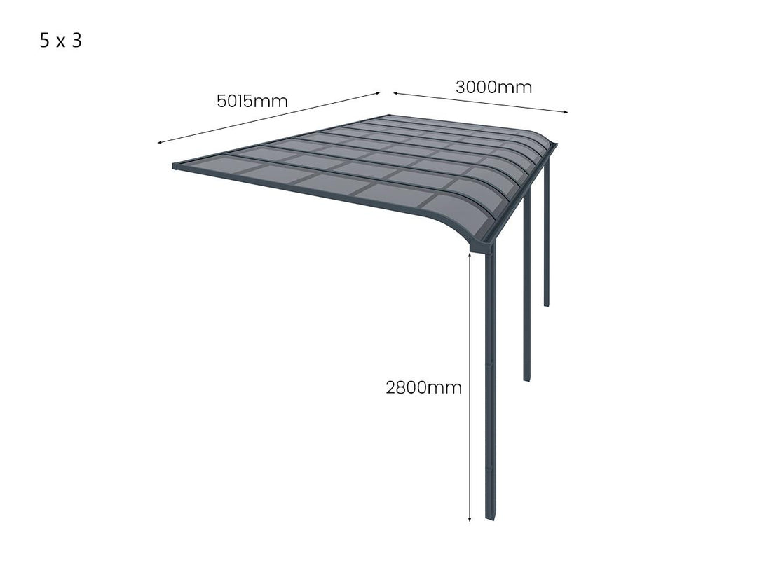 Country Wall Mounted Patio Cover Collection, Size: 3 x 3m, Colour: White - Light Grey