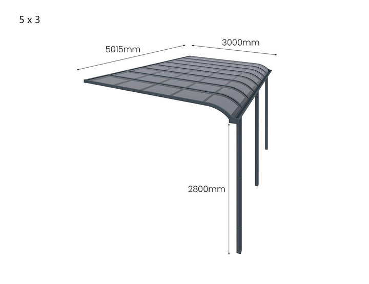Country Wall Mounted Patio Cover Collection, Size: 3 x 3m, Colour: White - Light Grey