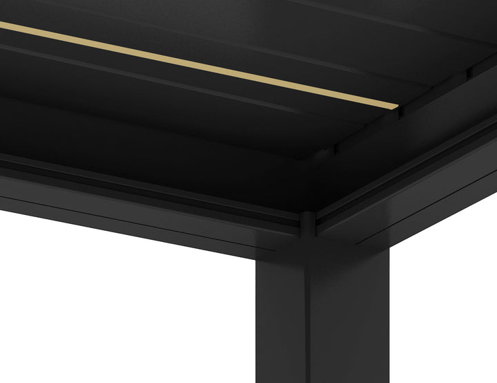 Baltic Motorised Wall Mounted Louvre Roof Aluminium Pergola, Size: 2 x 2m, Colour: Black