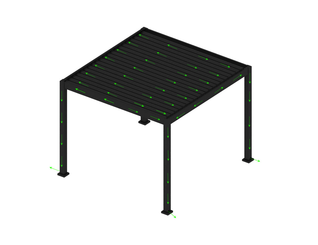 Baltic Motorised Freestanding Louvre Roof Aluminium Pergola, Size: 2 x 2m, Colour: Black