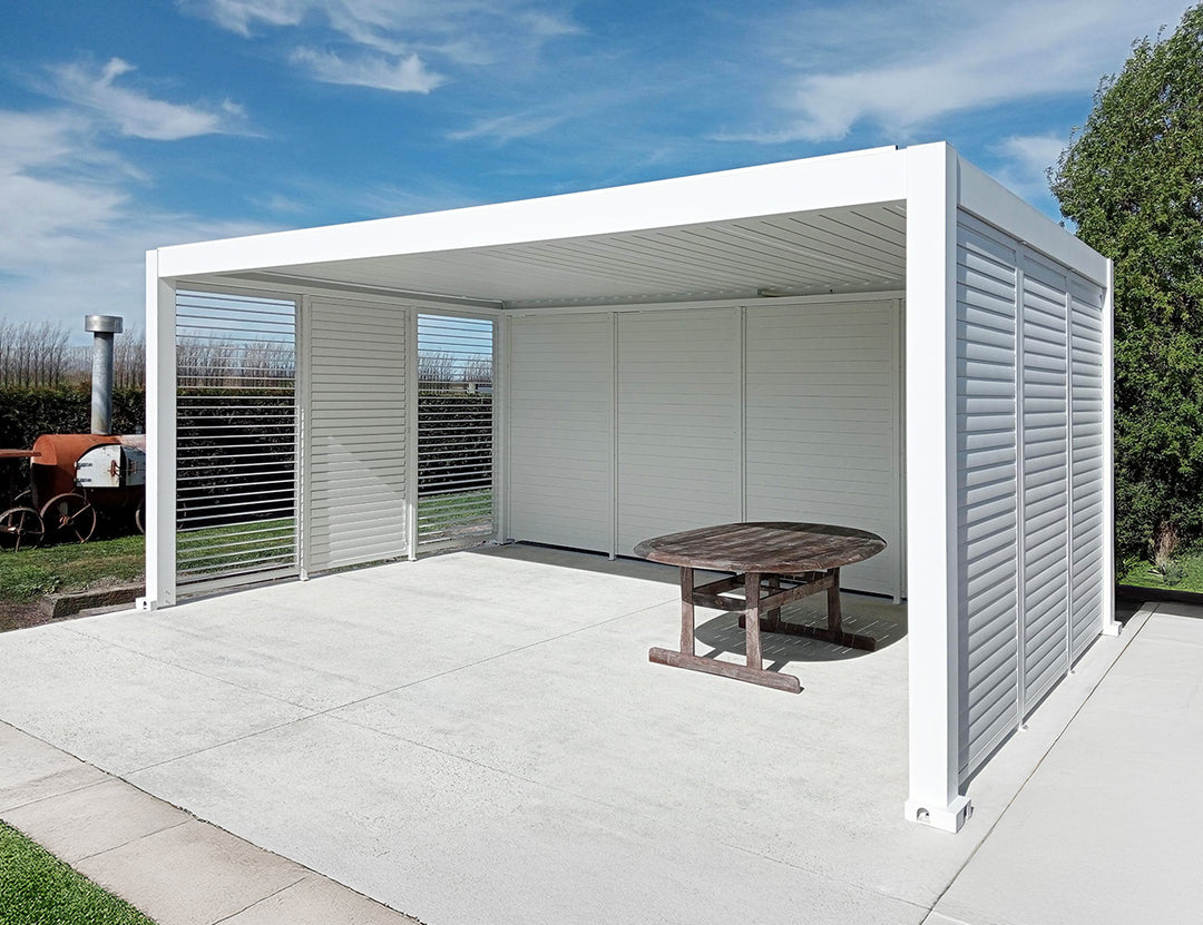 Baltic Freestanding Pergola Shutter Wall, Size: 0.74m, Colour: White