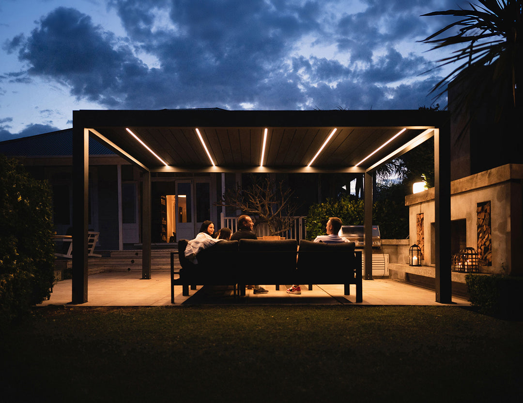 Tasman Motorised Freestanding Louvre Roof, Size: 4 x 4m, Colour: Charcoal / White