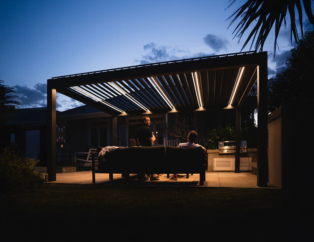 Tasman Motorised Freestanding Louvre Roof, Size: 4 x 4m, Colour: Charcoal / White