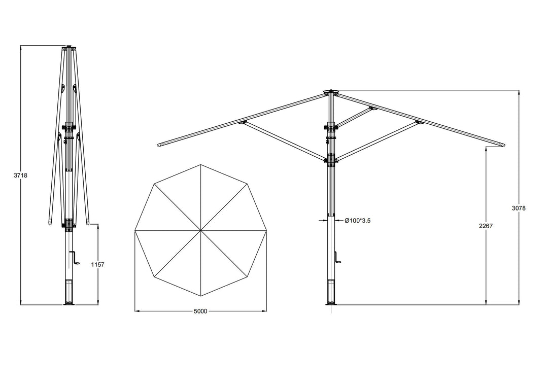 Auron 5M Round Market Umbrella,