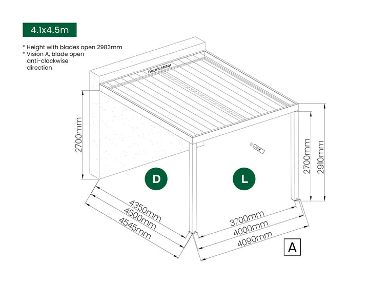 Motorised Blind For Pacific Wall Mounted Pergola