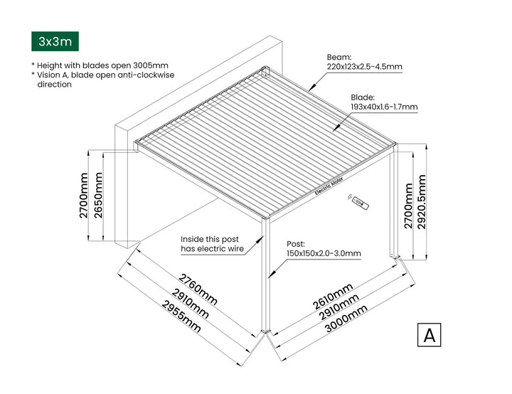 Tasman Motorised Wall Mounted Louvre Roof