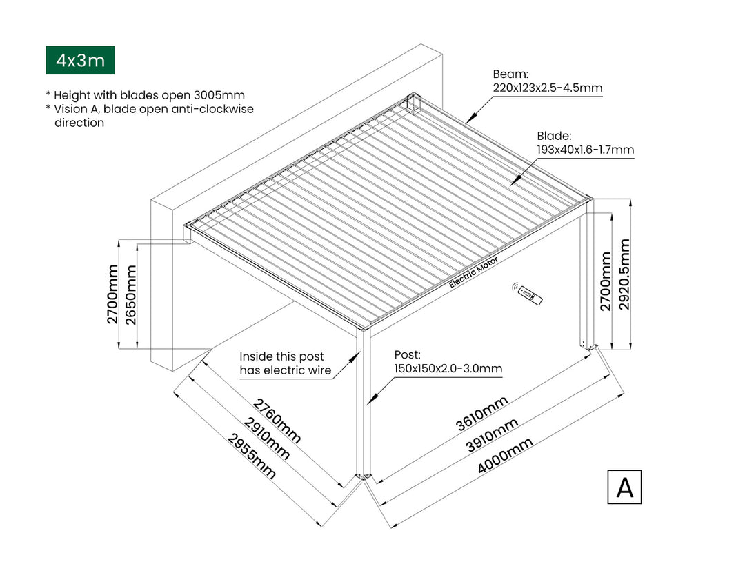 Tasman Motorised Wall Mounted Louvre Roof