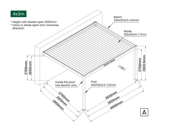 Tasman Motorised Wall Mounted Louvre Roof