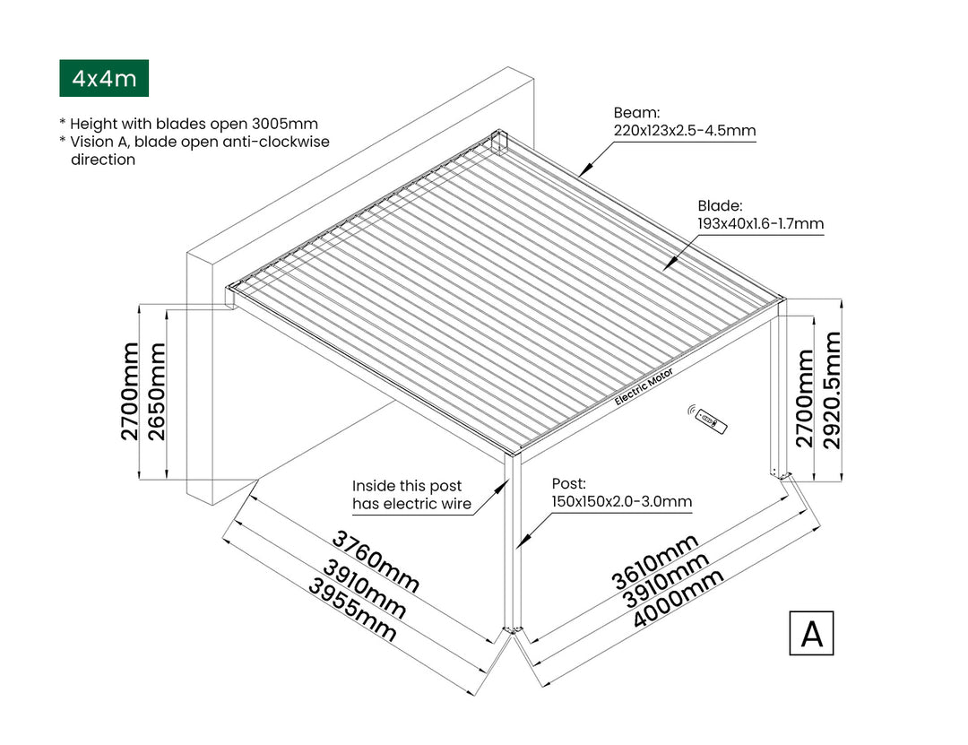 Tasman Motorised Wall Mounted Louvre Roof