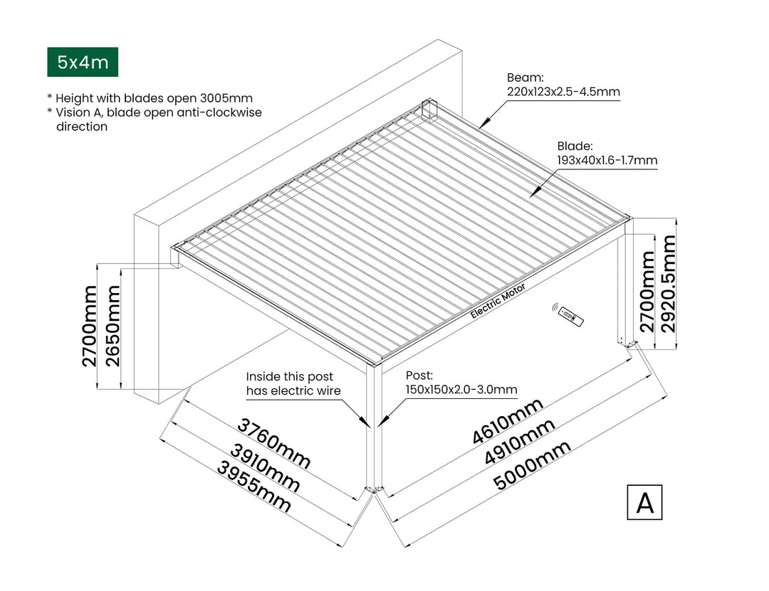 Tasman Motorised Wall Mounted Louvre Roof