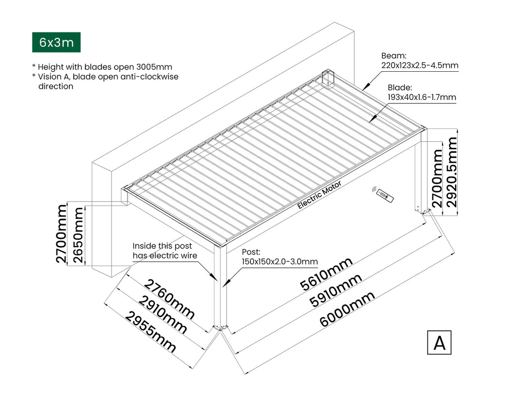 Tasman Motorised Wall Mounted Louvre Roof