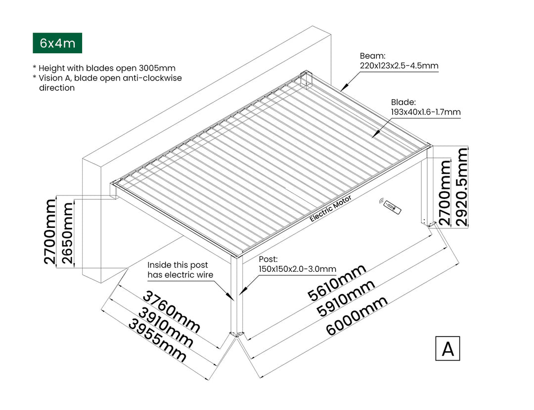 Tasman Motorised Wall Mounted Louvre Roof