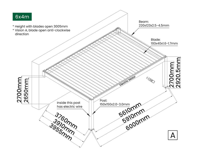 Tasman Motorised Wall Mounted Louvre Roof