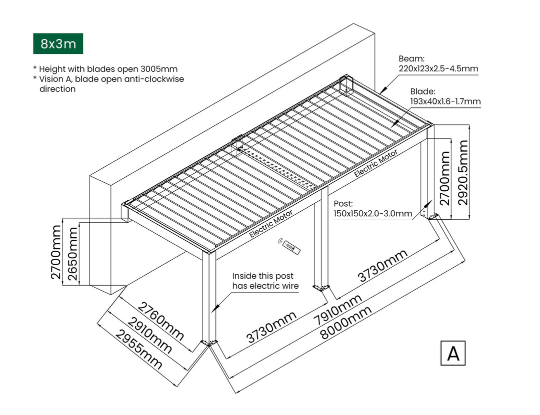Tasman Motorised Wall Mounted Louvre Roof