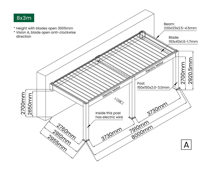 Tasman Motorised Wall Mounted Louvre Roof