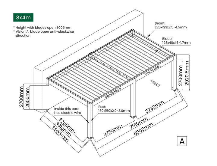Tasman Motorised Wall Mounted Louvre Roof