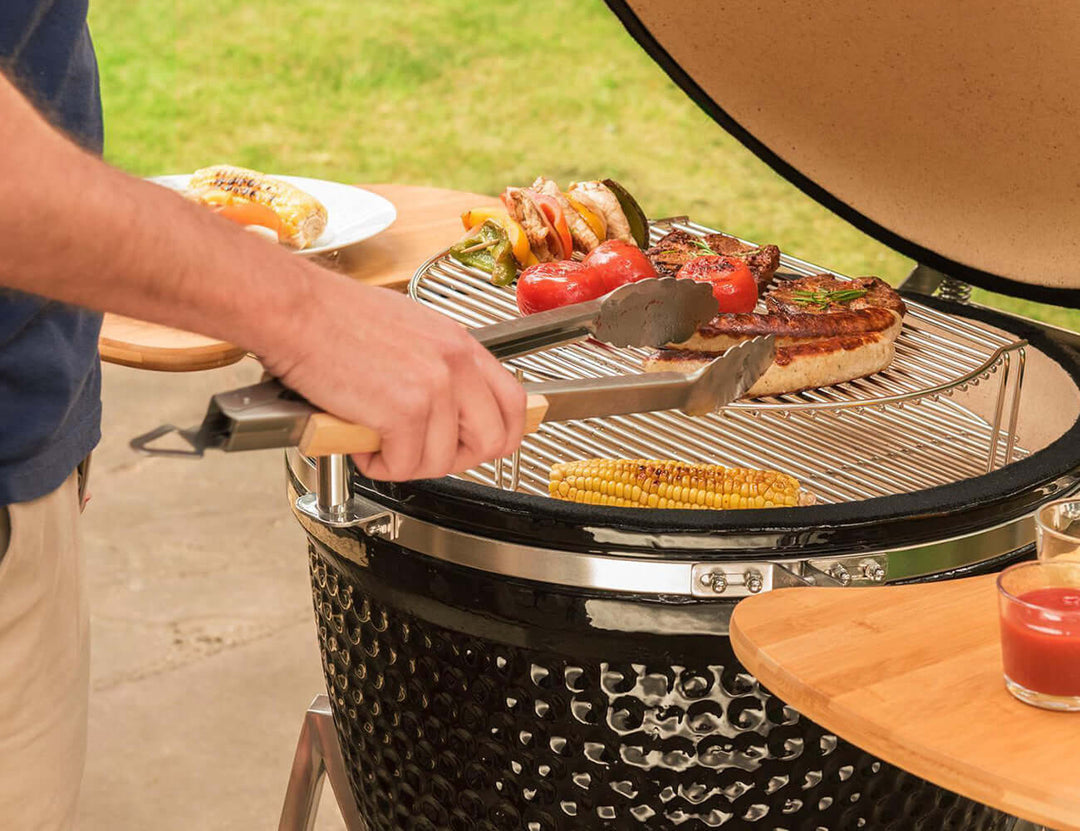 21-Inch Kamado Ceramic Charcoal Grill With Bonus Accessory Pack, Colour: Black,