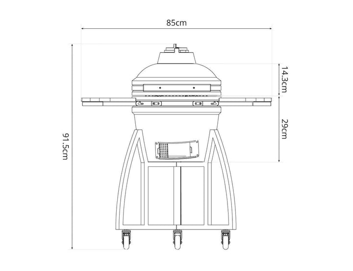 16-Inch Kamado Ceramic Charcoal Grill With Bonus Accessory Pack, Colour: Black,