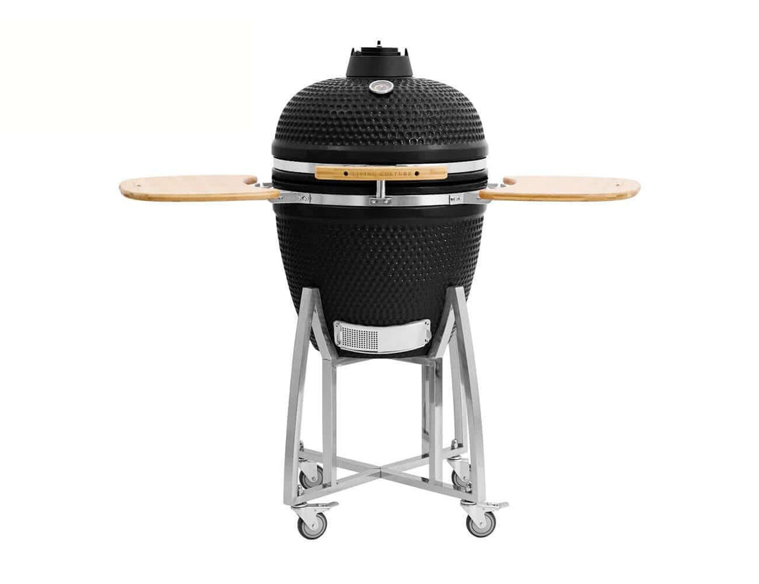 21-Inch Kamado Ceramic Charcoal Grill With Bonus Accessory Pack, Colour: Black,