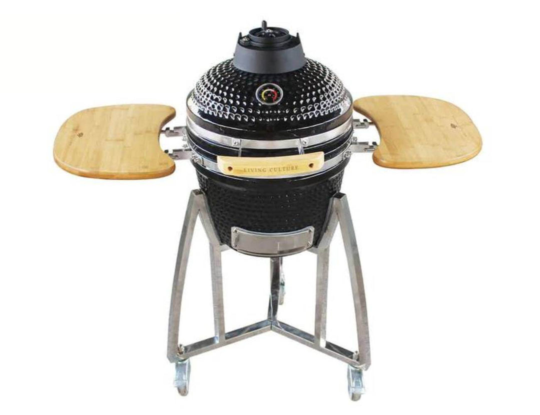 16-Inch Kamado Ceramic Charcoal Grill With Bonus Accessory Pack, Colour: Black,