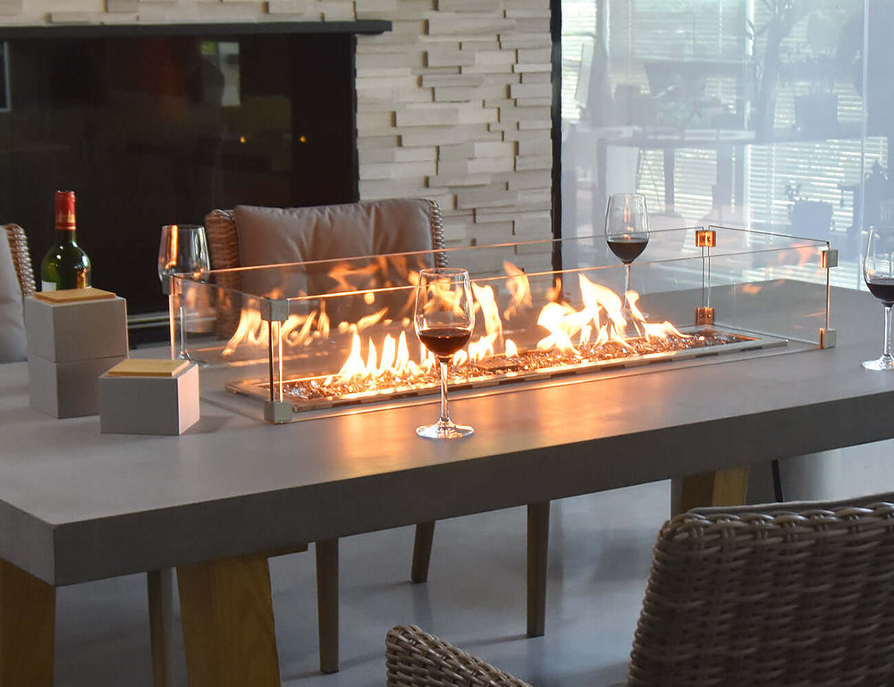 Rectangle Fire Pit Glass Wind Guard -112.6 X 35.6 X 18cm, ,