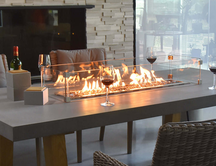 Rectangle Fire Pit Glass Wind Guard -112.6 X 35.6 X 18cm, ,
