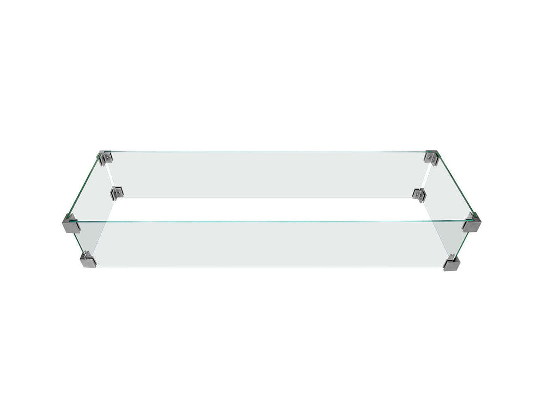 Rectangle Fire Pit Glass Wind Guard -112.6 X 35.6 X 18cm, ,