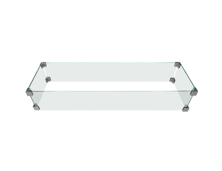 Rectangle Fire Pit Glass Wind Guard -112.6 X 35.6 X 18cm, ,