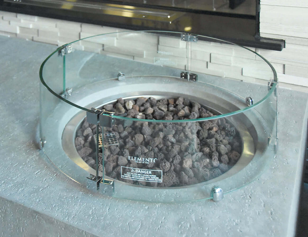 Round Fire Pit Glass Wind Guard -d62.1 X 18cm, ,