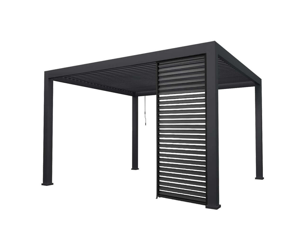 Waihi Aluminium Pergola Shutter Wall - 1.235m, Colour: Charcoal,