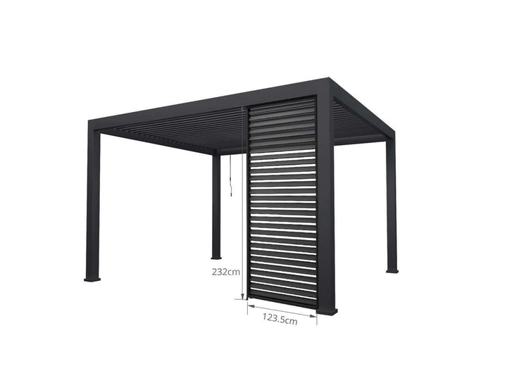 Waihi Aluminium Pergola Shutter Wall - 1.235m, Colour: Charcoal,