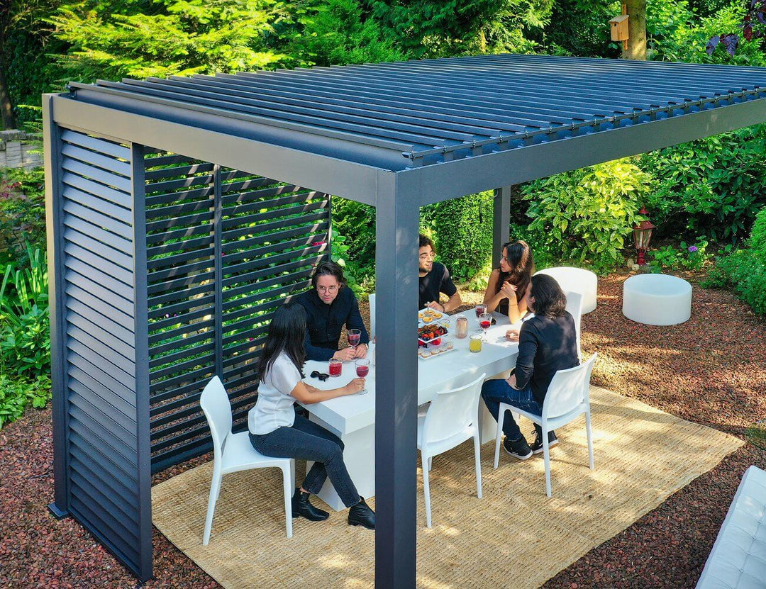 Waihi Aluminium Pergola Shutter Wall - 1.235m, Colour: Charcoal,