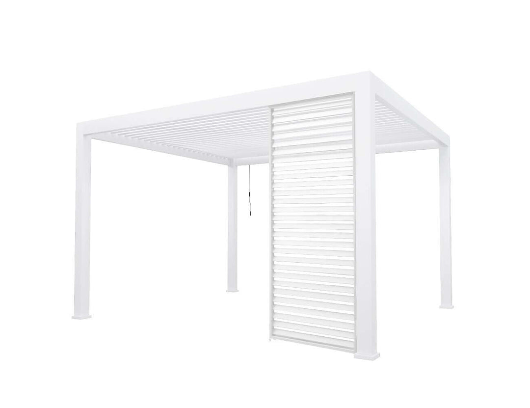 Waihi Aluminium Pergola Shutter Wall - 1.235m, Colour: White,