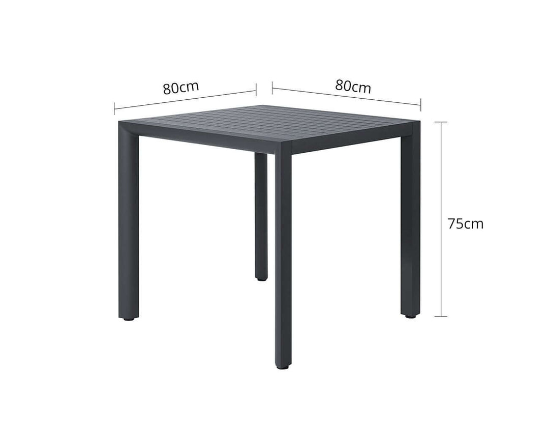 Arcus Aluminium Outdoor Patio Dining Table 80cm, Colour: Dark Grey,