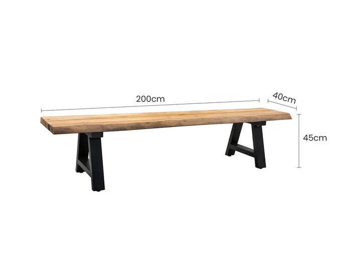 Robusta teak Live Edge Bench Seat 200cm, ,