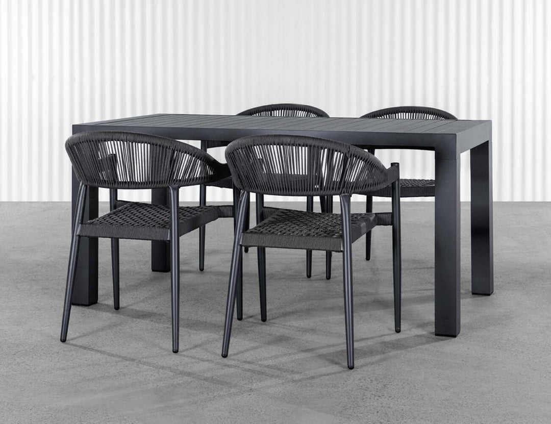 Cirrus Aluminium Outdoor Patio Dining Table 160 X 80cm, Colour: Dark Grey,