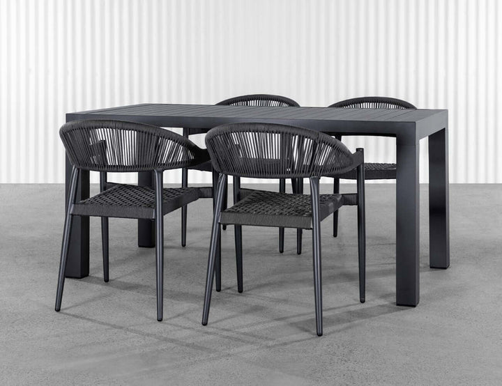 Cirrus Aluminium Outdoor Patio Dining Table 160 X 80cm, Colour: Dark Grey,